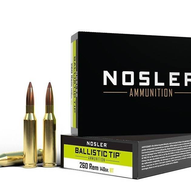 Nosler 260 REM Ammunition NOS61027 140 Grain Ballistic Tip 20 Rounds