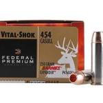 Federal 454 Casull Ammunition Vital-Shok P454XB1 250 Grain Barnes XPB Hollow Point Lead-Free 20 rounds