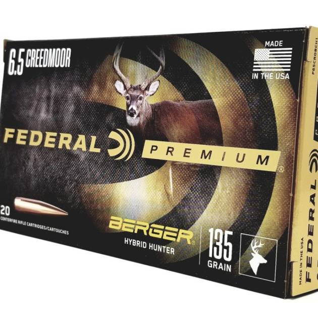 Federal 6.5 Creedmoor Ammunition P65CRDBCH1 135 Grain Berger Hybrid Hunter 20 Rounds