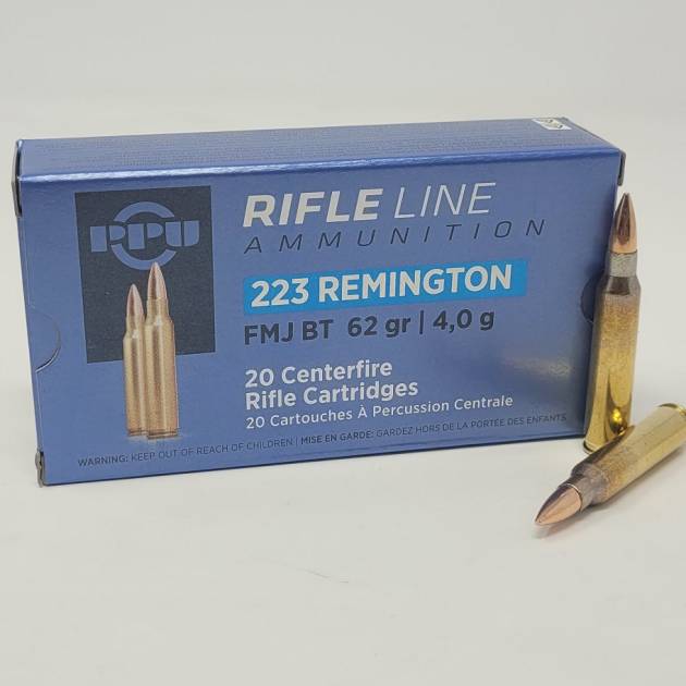 Prvi PPU 223 Rem Ammunition PP223F2 62 Grain Full Metal Jacket Boat Tail 20 Rounds