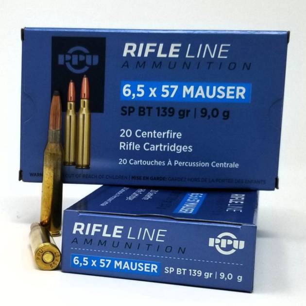 Prvi 6.5 x 57 Mauser Ammunition PP6M 139 Grain Soft Point Boat Tail 20 Rounds