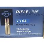Prvi PPU 7x64mm Ammunition PP764 140 Grain Pointed Soft Point Boat Tail 20 rounds