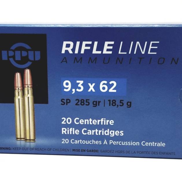 PPU 9.3x62 Mauser Ammunition Metric Rifle PP9362 285 Grain Soft Point 20 Rounds