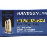 Prvi PPU 38 Super Auto +P Ammunition Handgun PPH38SU 130 Grain Full Metal Jacket 50 Rounds