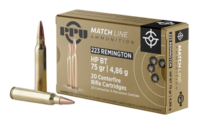 PPU .223 REM MATCH 75GR HPBT 20/1000