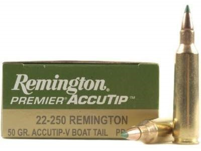 Remington 22-250 Ammunition Premier PRA2250RB 50 Grain Accutip 20 rounds