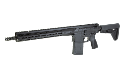 Primary Weapons Systems .308 / 7.62 NATO rifle with 16.1-inch barrel and black Magpul SL stock