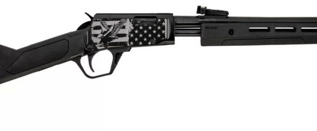 Rossi USA Gallery 22 RP2218SY-EN18 18" 15+1 .22LR Pump Action Black Synthetic Engraved Eagle & US Flag