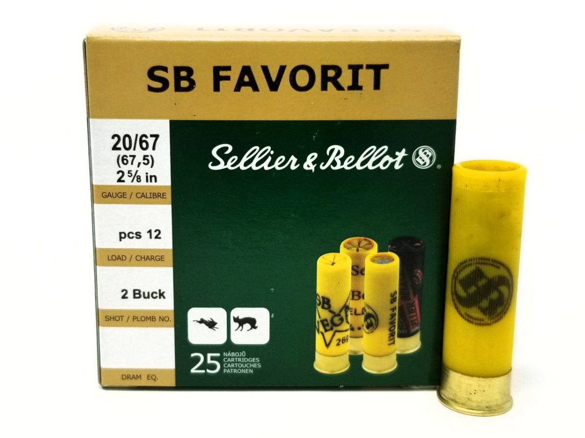 Sellier & Bellot 20 Gauge Ammunition SB20BSA 2-5/8" 2 Buck 12 Pellets 25 Rounds