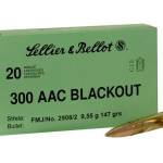 Sellier & Bellot 300 AAC Blackout Ammunition SB300BLKB 147 Grain Full Metal Jacket 20 rounds