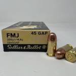 Sellier & Bellot 45 GAP Ammunition 230 Grain Full Metal Jacket SB45GAP 50 Rounds