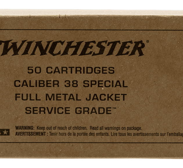 Winchester 38 Special Ammunition Service Grade SG38W 130 Grain Full Metal Jacket 50 Rounds