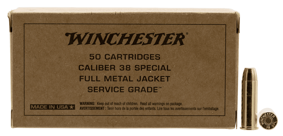 Winchester 38 Special Ammunition Service Grade SG38W 130 Grain Full Metal Jacket 50 Rounds