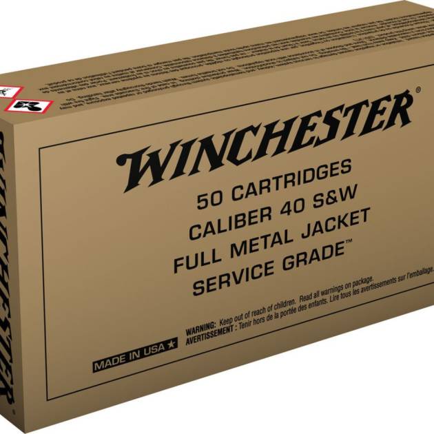 Winchester 40 S&W Ammunition Service Grade SG40W 165 Grain Full Metal Jacket 50 Rounds
