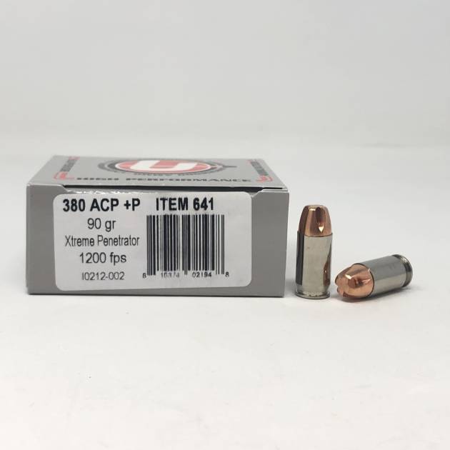 Underwood 380 ACP +P Ammunition 90 Grain Xtreme Penetrator UW641 20 Rounds