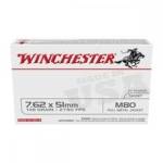 Winchester 7.62x51mm Ammunition WM80 149 Grain Full Metal Jacket 20 Rounds