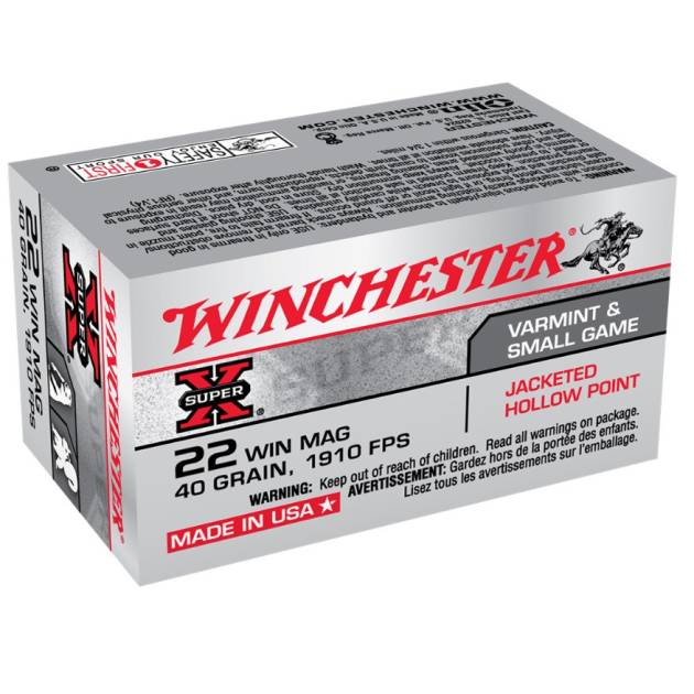 Winchester 22 WMR Ammunition Super-X X22MH 40 Grain Jacketed Hollow Point 50 Rounds