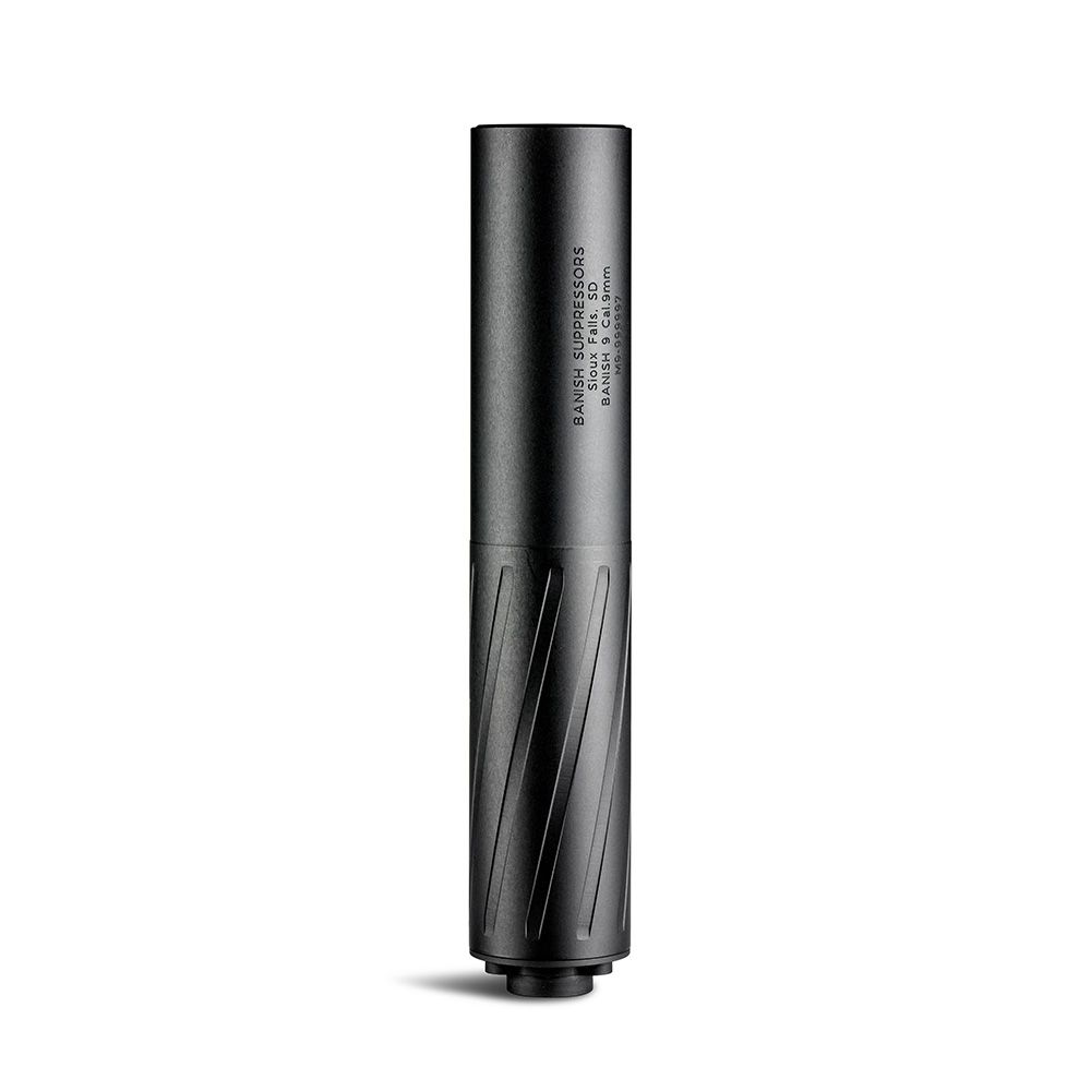 Banish 9 multi-caliber titanium suppressor with black finish