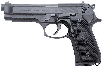 Beretta 92FS 9mm semi-automatic pistol with 4.9-inch barrel and black finish