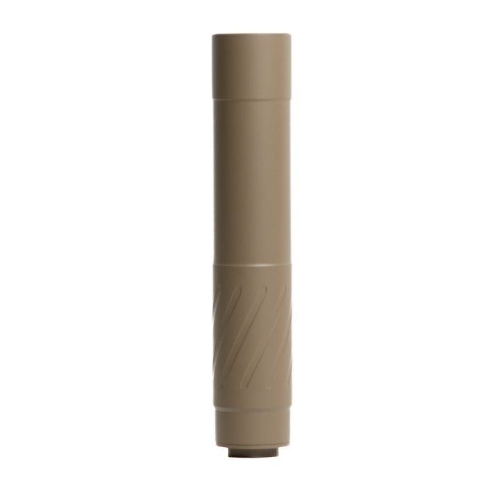 Banish 46 V2 .46-caliber silencer in Flat Dark Earth Cerakote