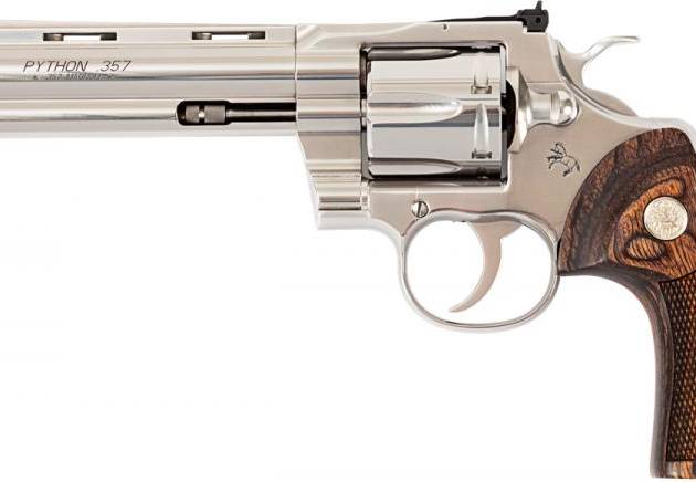 Colt Python .357 Magnum 6-inch stainless revolver with walnut target grips
