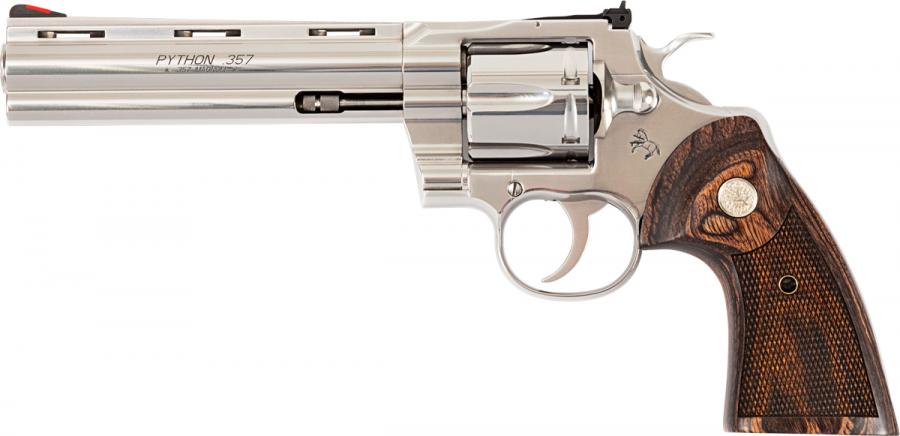 Colt Python .357 Magnum 6-inch stainless revolver with walnut target grips