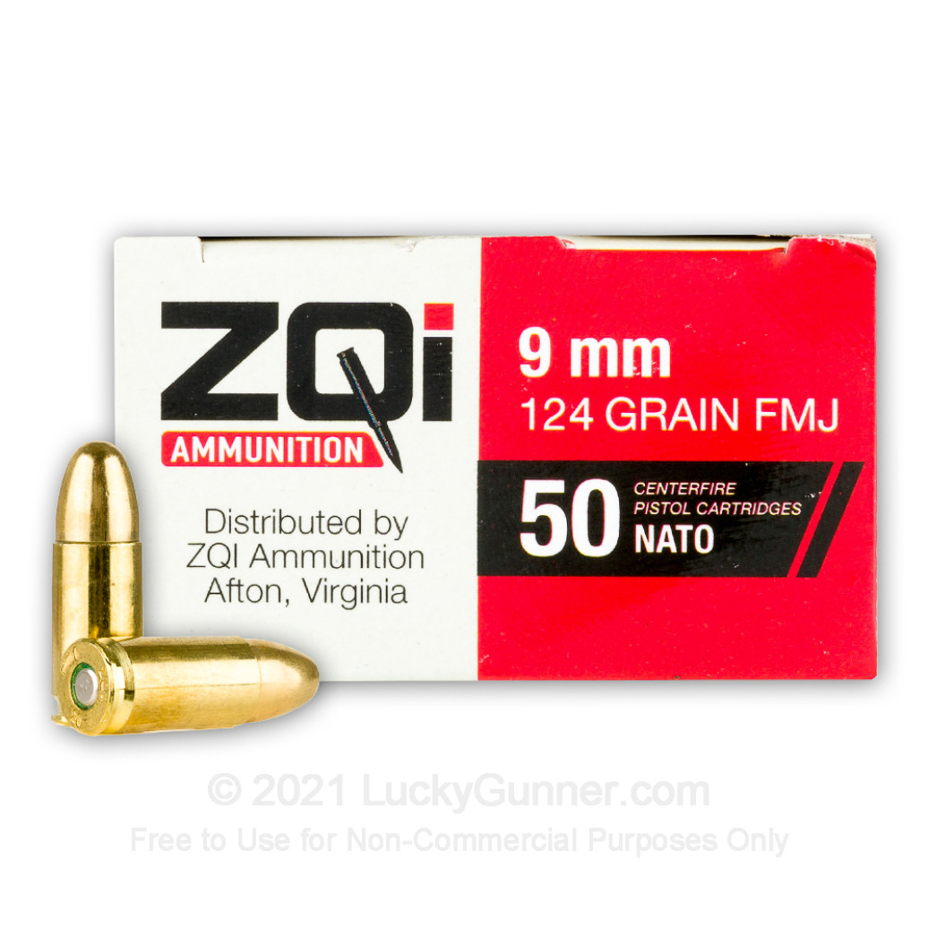 ZQI 9mm NATO Handgun Ammo - 124 Grain | FMJ | 50 Round Box - Image 2