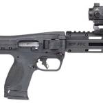 Smith & Wesson M&P FPC 9mm folding rifle with threaded barrel and Crimson Trace red dot optic