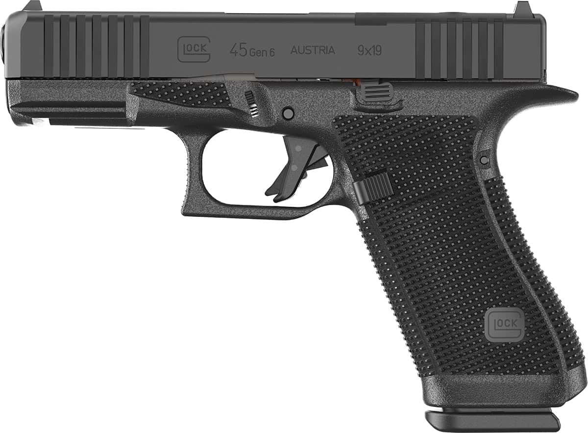 Glock 45 Gen6 9mm black pistol with 4.02-inch barrel and optic-ready slide