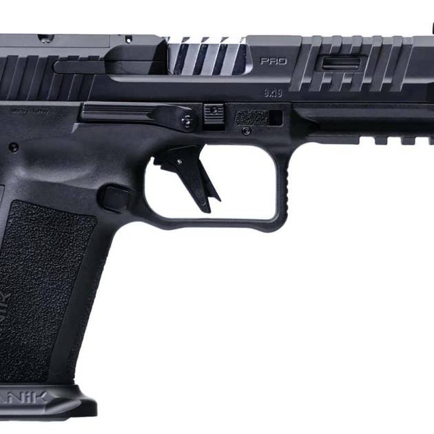 Canik METE SFT Pro 9mm pistol with 5-inch threaded barrel and optic-ready slide