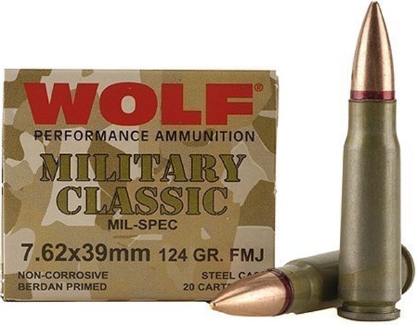WOLF MC 7.62x39 124GR FMJ 20BX