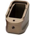ALUMINUM EXTENDED MAGAZINE PLATE - FDE, GLOCK G17 (9MM) / G22 (.40 CAL)