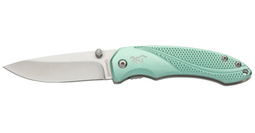 ALLURE - MINT GREEN, DROP POINT, PLAIN EDGE, 2 7/8" BLADE