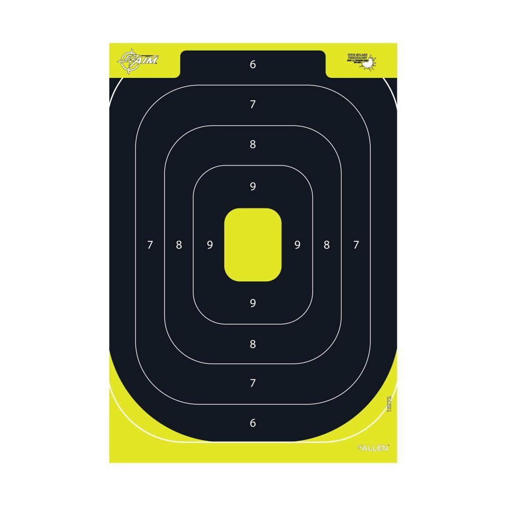 Allen EZ Aim Splash Reactive Paper Target IPSC Silhouette 12.5"x18.25" Yellow and Black 30 per Pad
