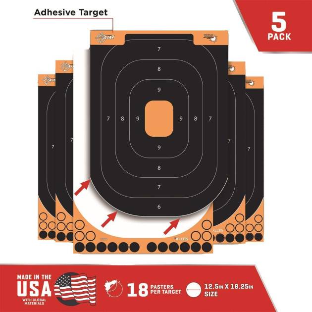 Allen Adhesive Splash Handgun Training Target 12x18" Orange and Black 5/ct