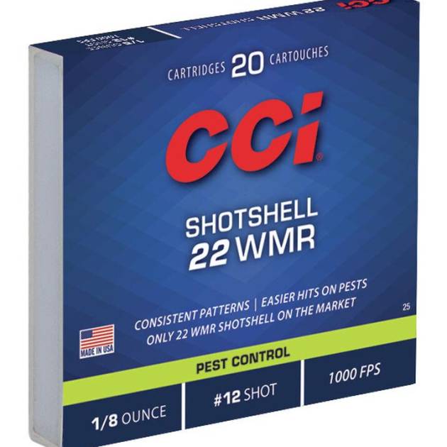 CCI Rimfire Shotshell Ammunition .22 WMR 1/8 oz #12 1000 fps 20/ct