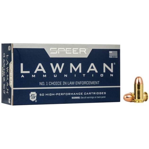Speer Lawman Cleanfire Handgun Ammunition .45 Auto 230gr TMJ 845 fps 50/ct