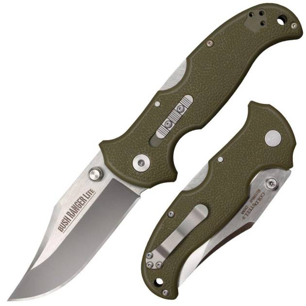 Cold Steel Bush Ranger Lite Rocker Lock Knife  - 3-1/2" Satin Blade OD Green GFN
