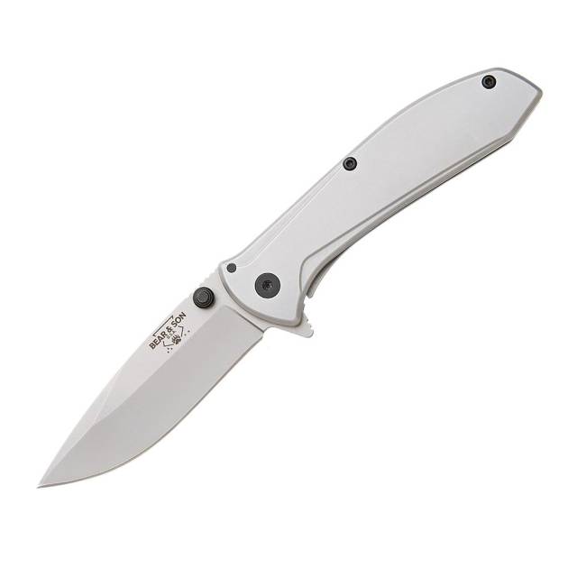 Bear & Son Framelock Assisted Opener Folding Knife 2-7/8" Drop Point Blade Stainless Steel