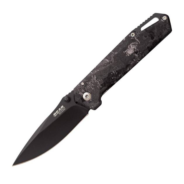 Bear & Son Brisk 3.0 Medium Folding Knife 2-7/8" Drop Point Blade Midnight Camo