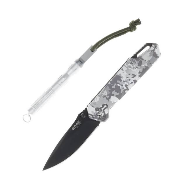 Bear & Son Edge Folding Knife 3" Drop Point Blade Truetimber White Viper
