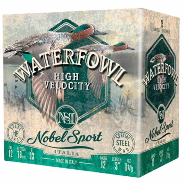 Nobel Sport Steel Waterfowl High Velocity Shotshells 12ga 3" 1-1/8oz 1500 fps #2 25/ct