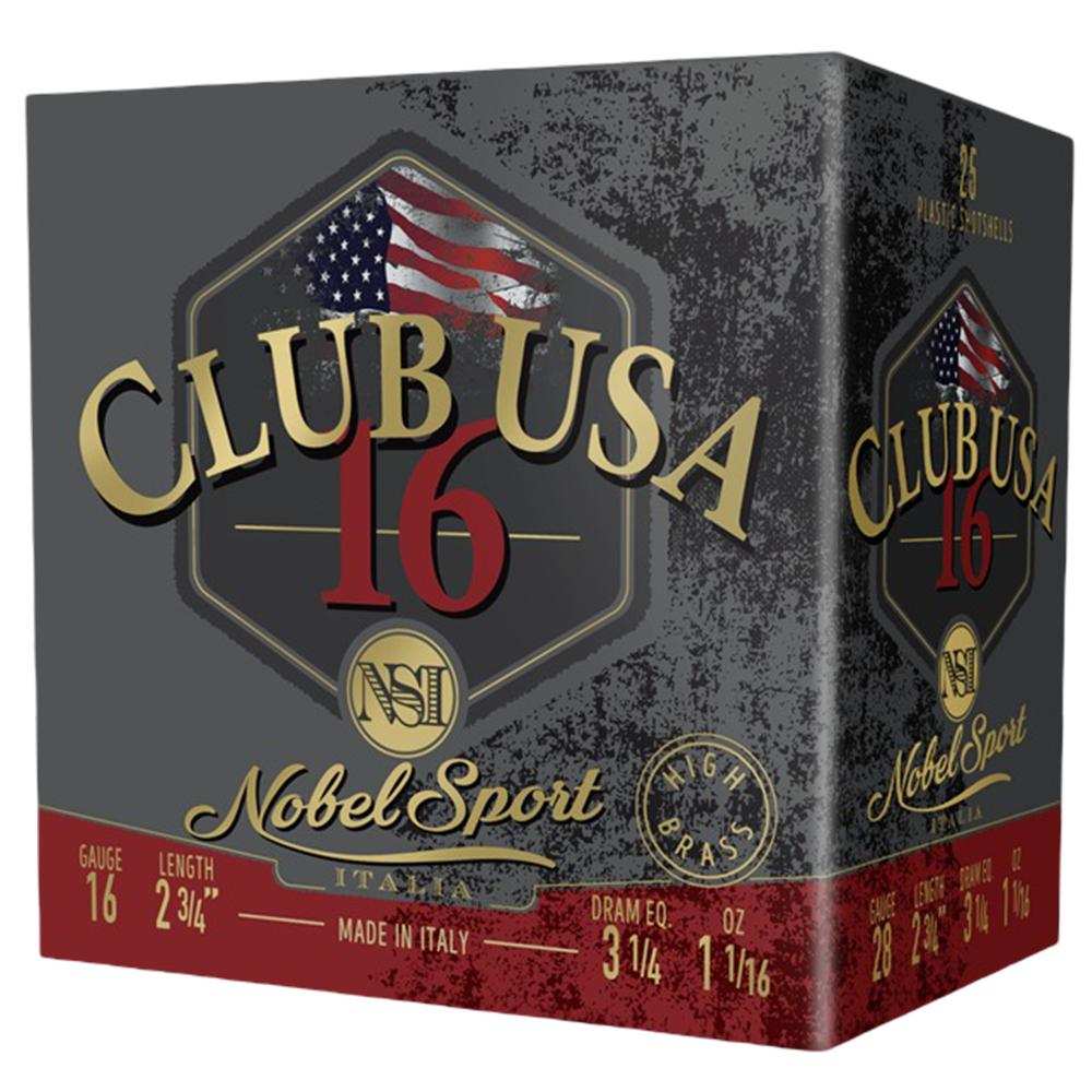 Nobel Sport Club USA 16 Shotshells 16 ga 2-3/4" 1-1/16 oz 1330 fps #6 25/ct