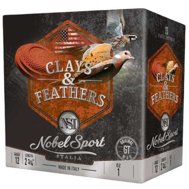 Nobel Sport Clays & Feathers Shotshells 12ga 2-3/4" 1oz 1300 fps #7.5 25/ct