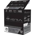 Migra Waterfowl Steel Shot Shot Shells 12 ga 3" 1-1/4 oz #2#3 1430 fps 25/ct