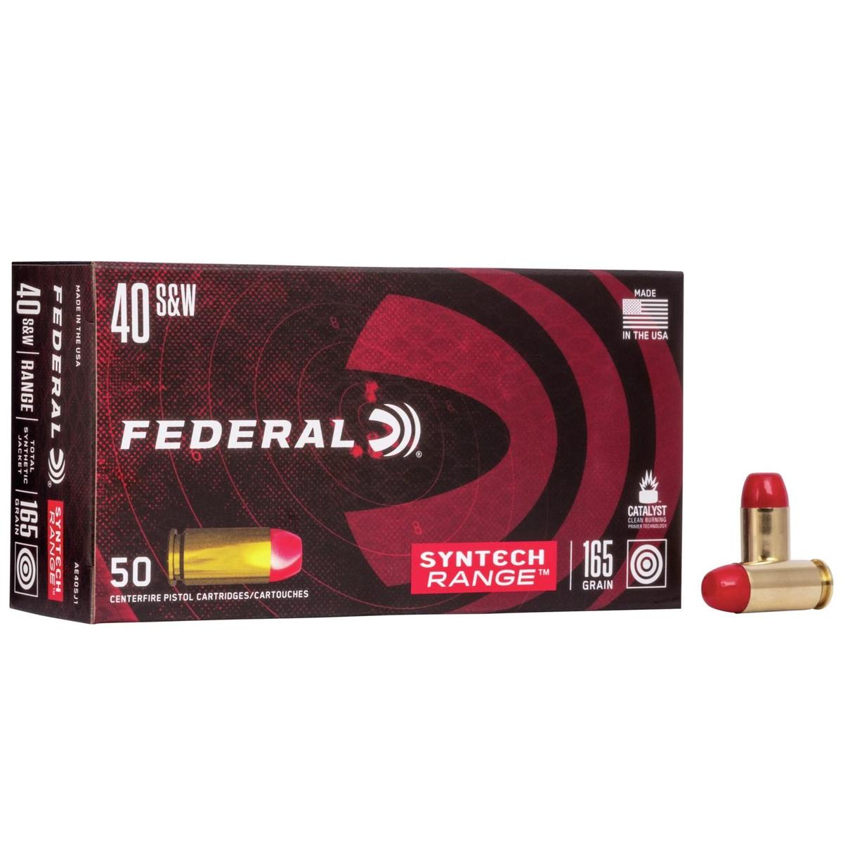Federal American Eagle Syntech Handgun Ammunition .40 S&W 165 gr TSJ 1060 fps 50/ct