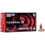 Federal American Eagle 9mm, 115 Grain FMJ, 50 Rds, AE9DP