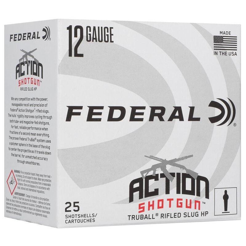 Federal Action Shotgun Truball Slug Shotshells 12ga 2-3/4" 438gr 1300 fps Slug 25/ct