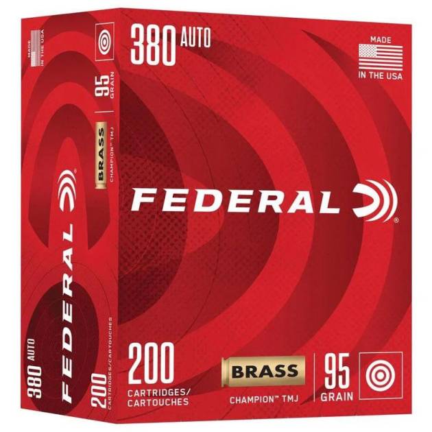 Federal Champion Training Handgun Ammunition 380 Auto 95gr FMJ 980 fps 200/ct
