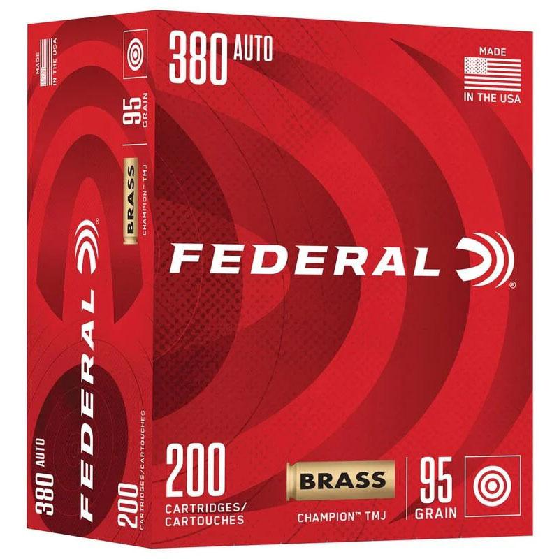 Federal Champion Training Handgun Ammunition 380 Auto 95gr FMJ 980 fps 200/ct